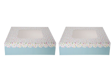 cosy & trendy TAARTDOOS SET2 VIERKANT 16X16CM KLEURDOT