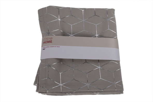 cosy & trendy TAFELLOPER GEOMETRIC SILVER GRIJS 180X 40CM