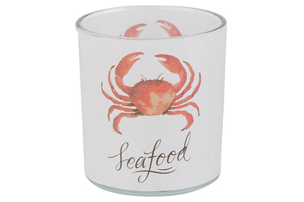 cosy & trendy THEELICHTHOUDER CRAB ORANGE WIT D7XH8CM GLAS