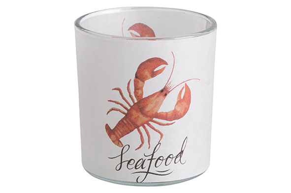 cosy & trendy THEELICHTHOUDER LOBSTER ORANGE WIT D7XH8 CM GLAS