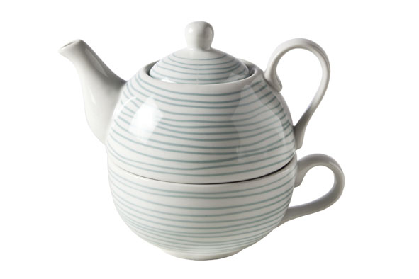 cosy & trendy THEEPOT MET TAS D11XH14CM GREEN LINES THEEPOT 40CL - TAS 29CL