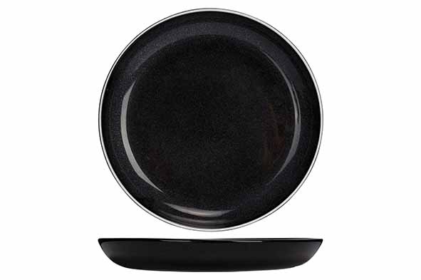 Cosy & Trendy TITANIUM BLACK PLAT BORD D23CM MET WIT RANDJE
