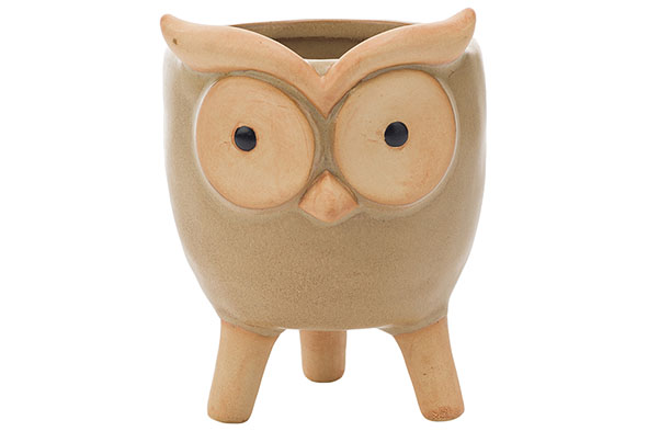 cosy & trendy UIL OP VOET PLANTER TAUPE 11X10XH13CM LA NGWERPIG AARDEWERK
