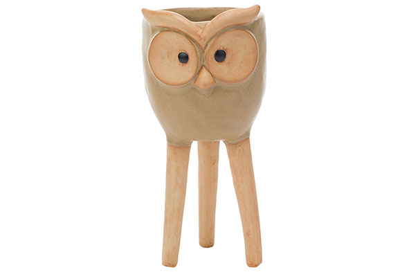 cosy & trendy UIL OP VOET PLANTER TAUPE 12X10XH23CM LA NGWERPIG AARDEWERK