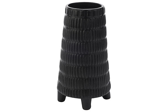 cosy & trendy VAAS CARVED ZWART 13X13 8XH24CM ROND CON ISCH