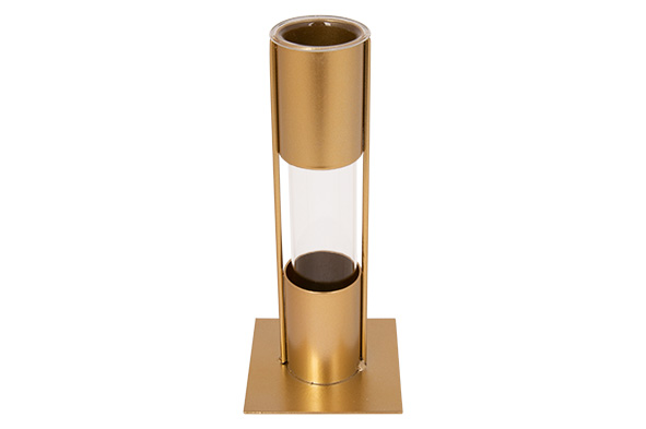 cosy & trendy VAAS HOLDER GLASS TUBE 4X15CM GOUD 7X7XH 16 5CM LANGWERPIG METAAL