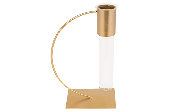 cosy & trendy VAAS PENDING GLASS TUBE 4X15CM GOUD 13X7 XH19CM ANDERE METAAL