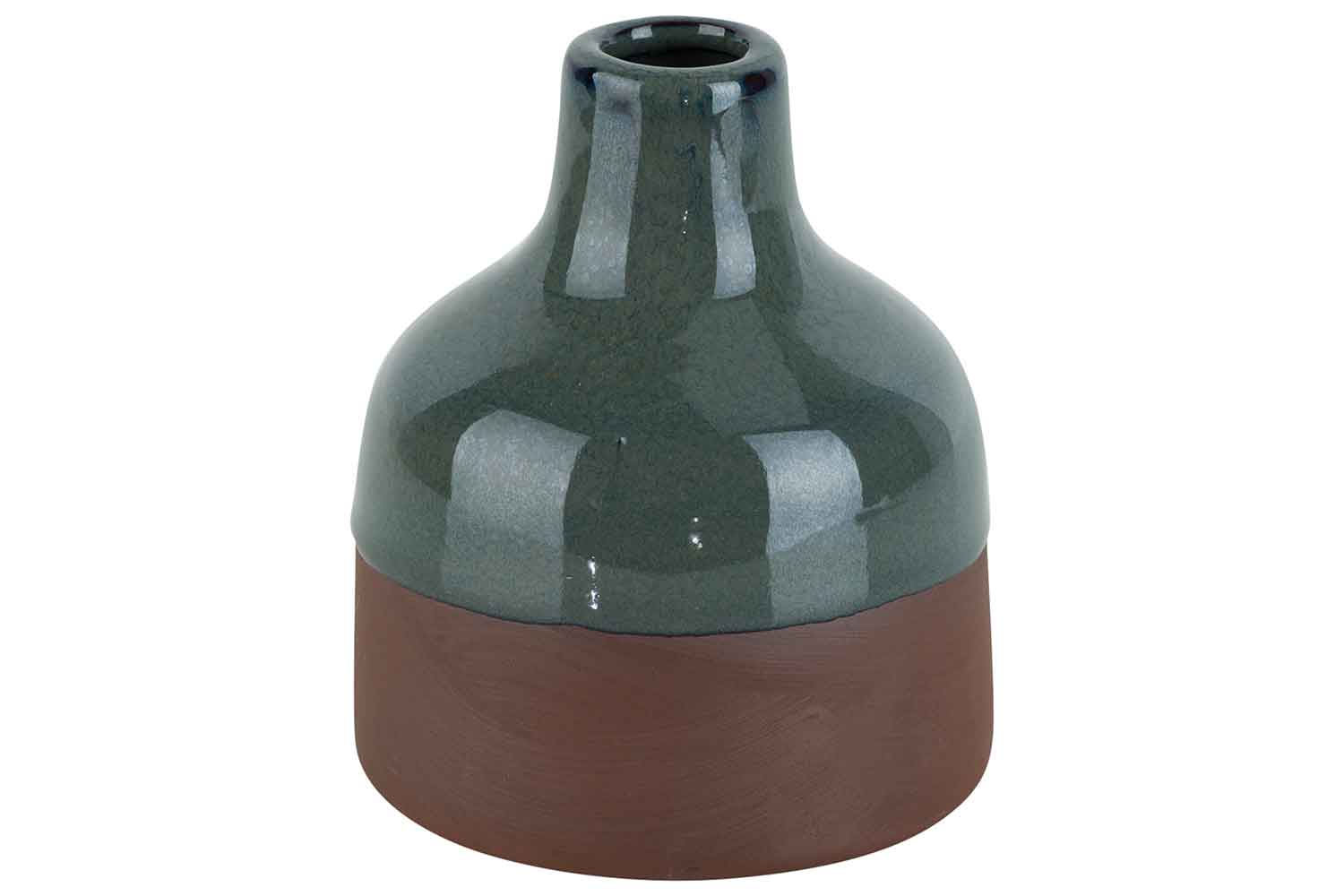 cosy & trendy VAAS SOLIFLOR RUSTY - GLAZED BORDER GRIJ S 10X10XH11CM ROND AARDEWERK