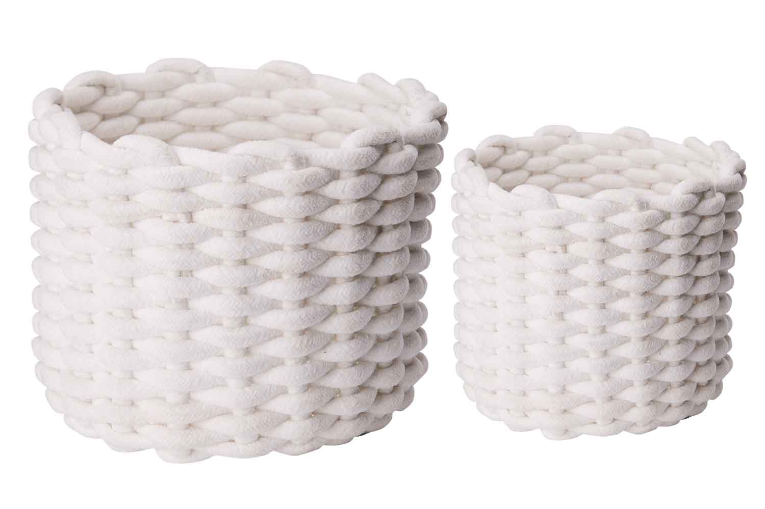 cosy & trendy VELVET SET2 MAND WIT KOORD UIT FLUWEEL D23XH18 - D20XH16CM