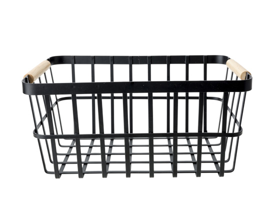 cosy & trendy VIGGO FRUITMAND ZWART 30X20XH14CM RECHTH OEK METAAL-RUBBERWOOD