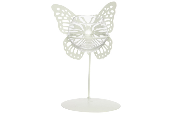 cosy & trendy VLINDERS 1X GLASS CUP D6 5-H5CM MINT 10X 10XH18CM ROND METAAL