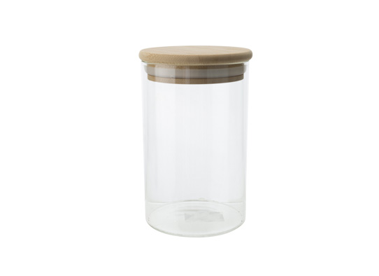 cosy & trendy VOORRAADPOT GLAS 50CL D14 5CM HOUTEN DEKSEL