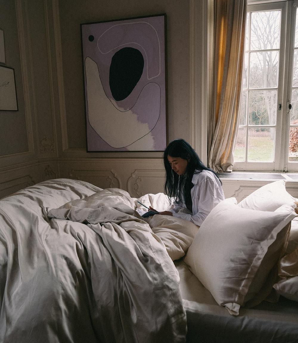 Crisp Sheets Dekbedovertrek | Satijn Tencel™ Oat Milk