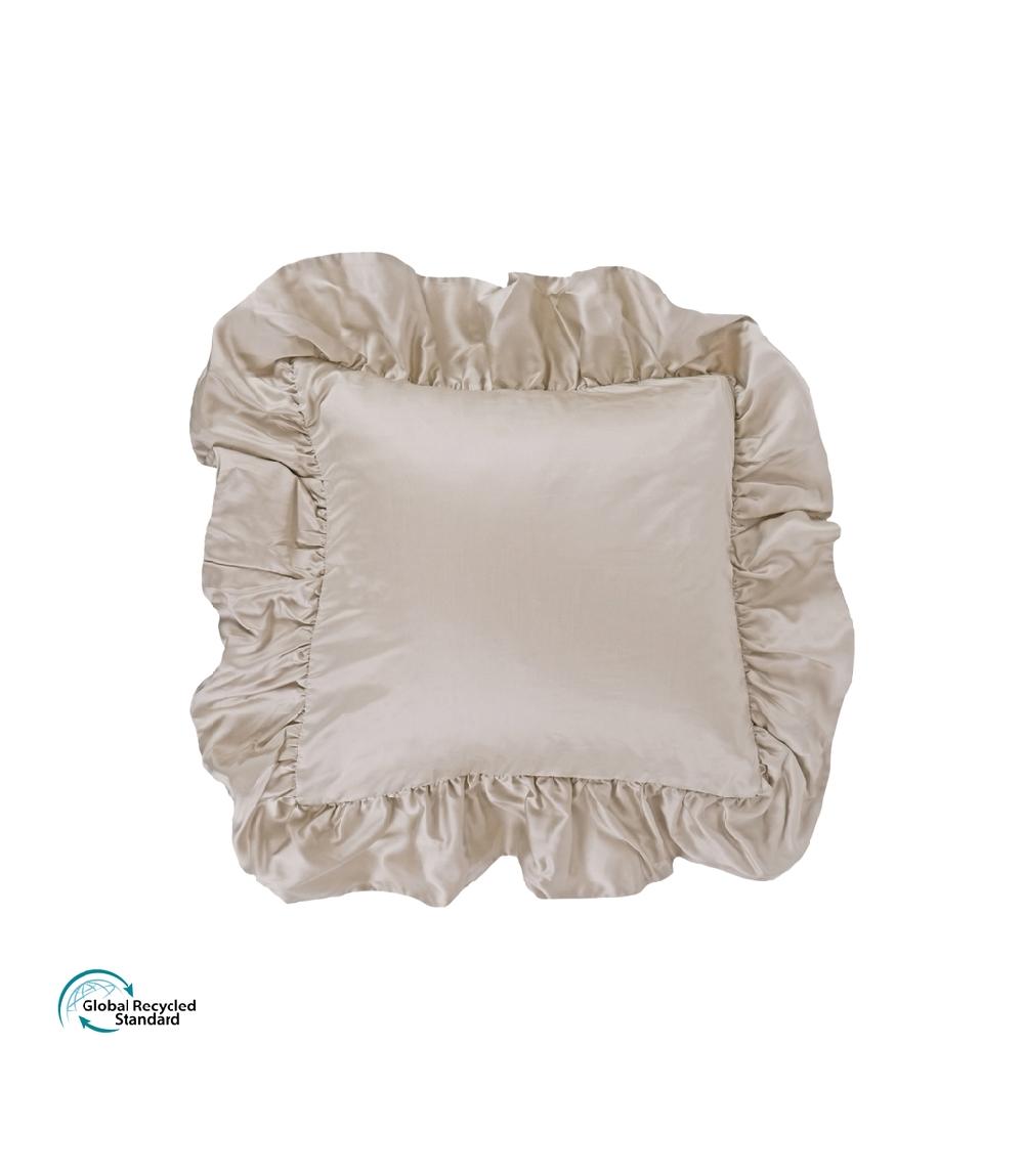 crisp sheets Sierkussen met Ruches | Satijn Tencel™ Oat Milk