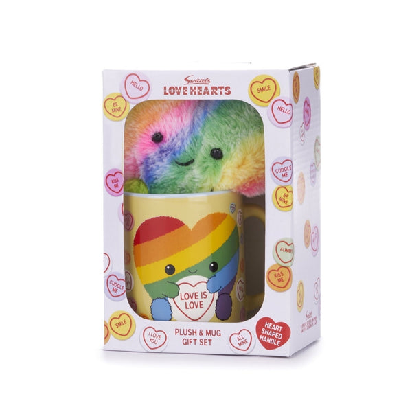 Love Hearts Cadeauset Regenboog Hart - Love Is Love - Mok En Knuffel