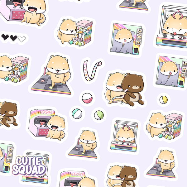 CutieSquad Stickervel - Arcade Shibas