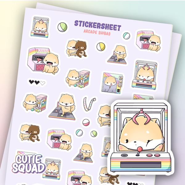 CutieSquad Stickervel - Arcade Shibas