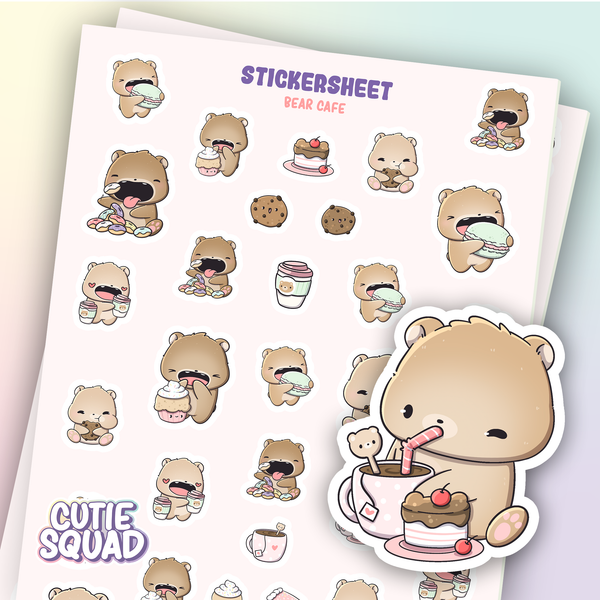 CutieSquad Stickervel - Bear Cafe