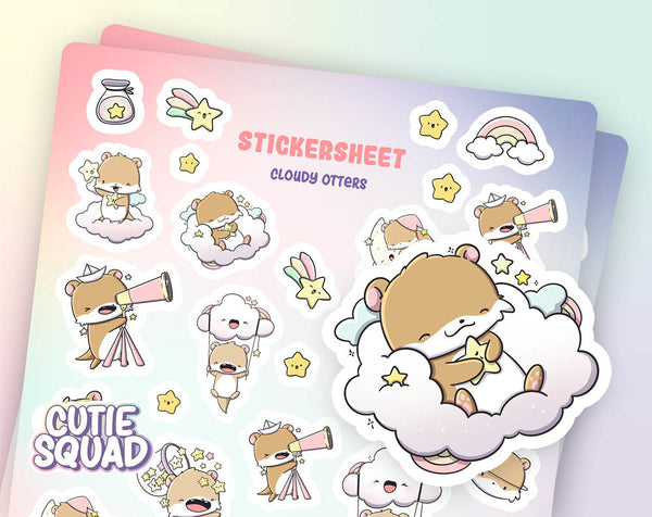 CutieSquad Stickervel - Cloudy Otters