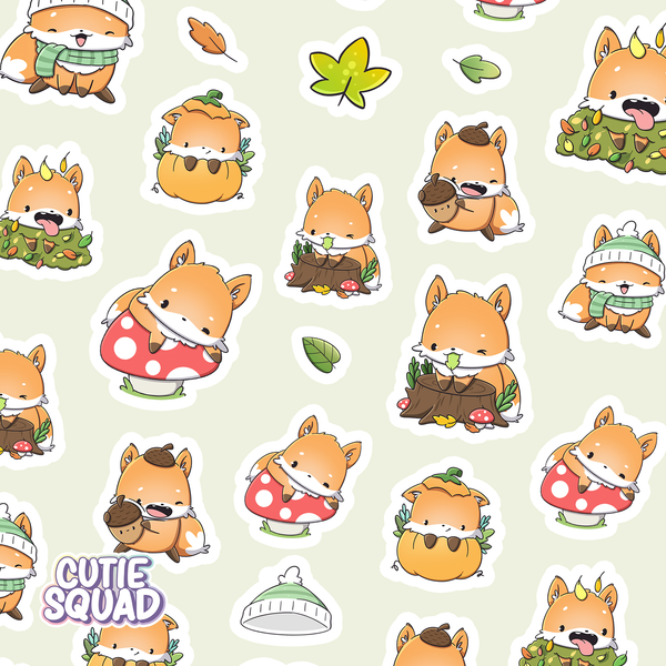 CutieSquad Stickervel - Foxes In Fall II