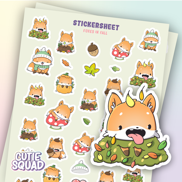 CutieSquad Stickervel - Foxes in Fall II