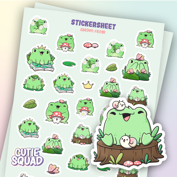 CutieSquad Stickervel - Garden Frogs