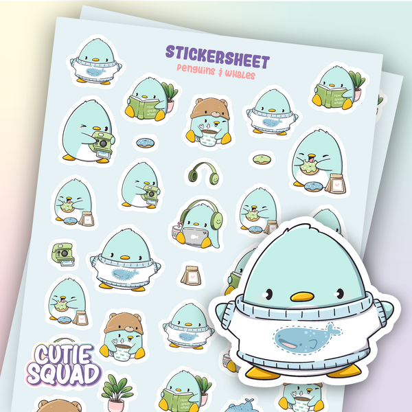 CutieSquad Stickervel - Penguins And Whales