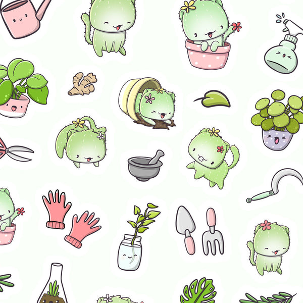 CutieSquad Stickervel - Plant Life Cactus Cats