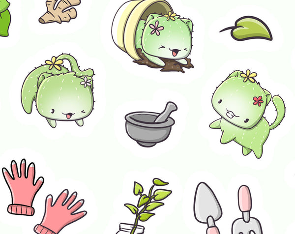 CutieSquad Stickervel - Plant Life Cactus Cats