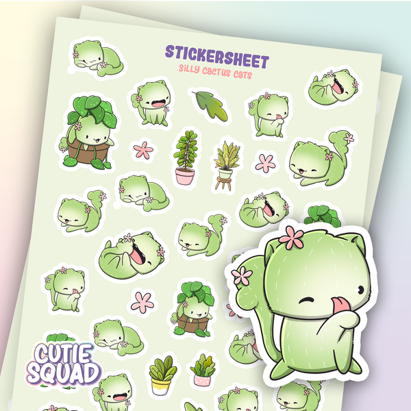 CutieSquad Stickervel - Silly Cactus Cats