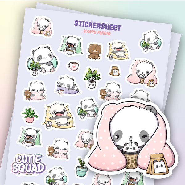 CutieSquad Stickervel - Sleepy Pandas