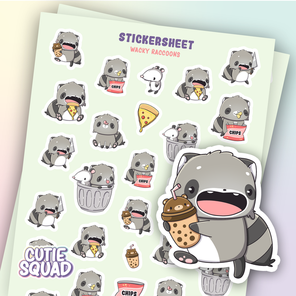 CutieSquad Stickervel - Wacky Raccoons