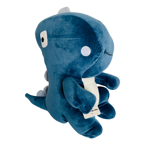 Kenji Blocky dino knuffel - 35 cm - blauw