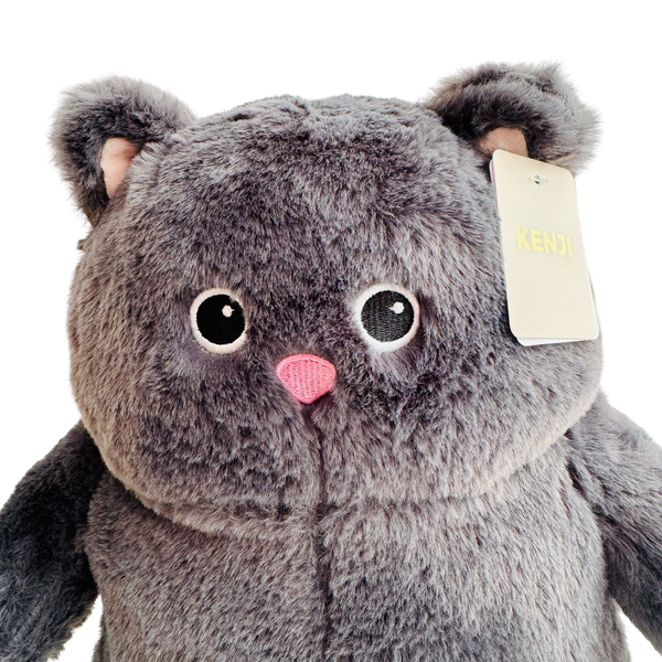 Kenji Fluffy Zwarte Kat Knuffel - 32 Cm