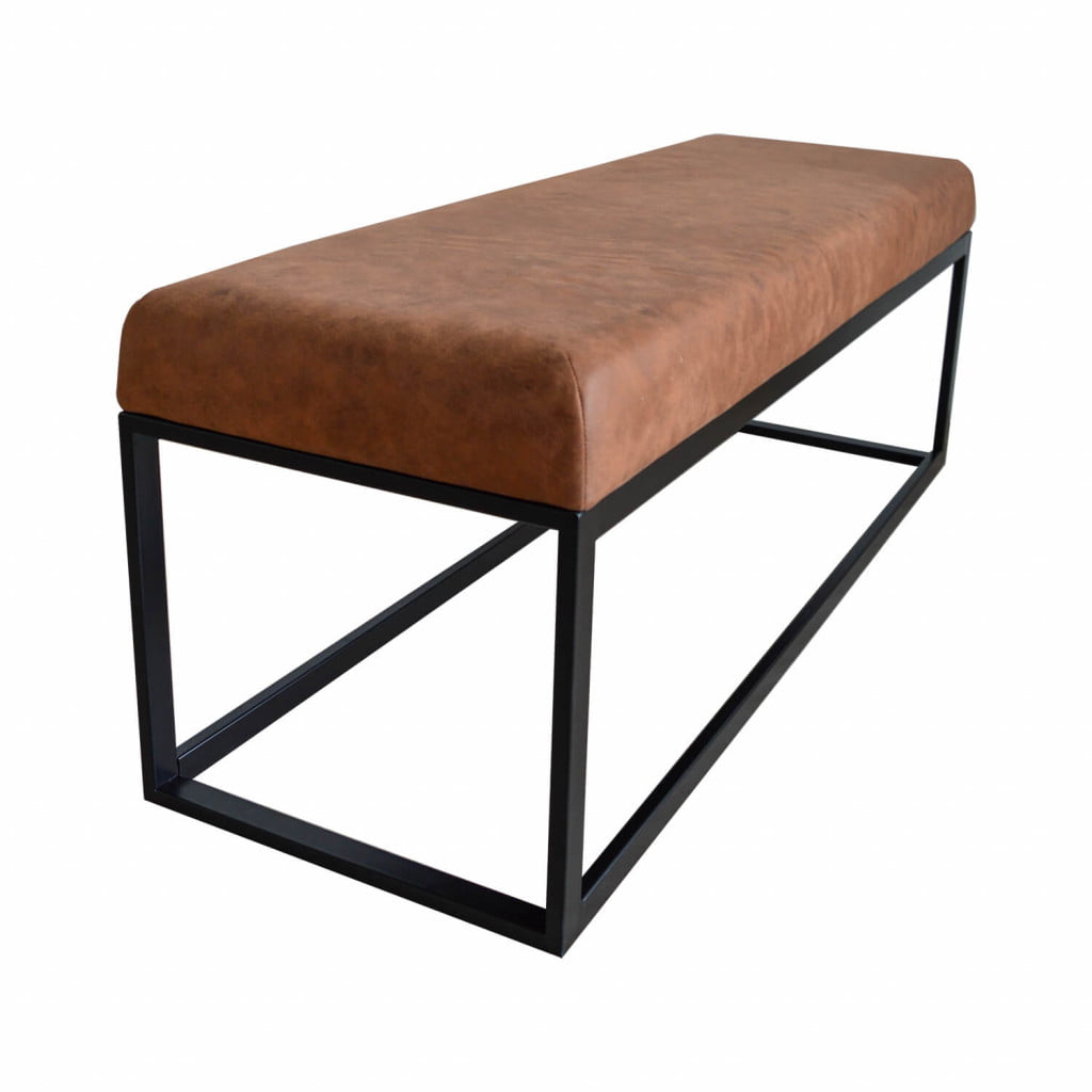 damiware Bankje lederlook kunstleer 121 cm Couchy – Cognac