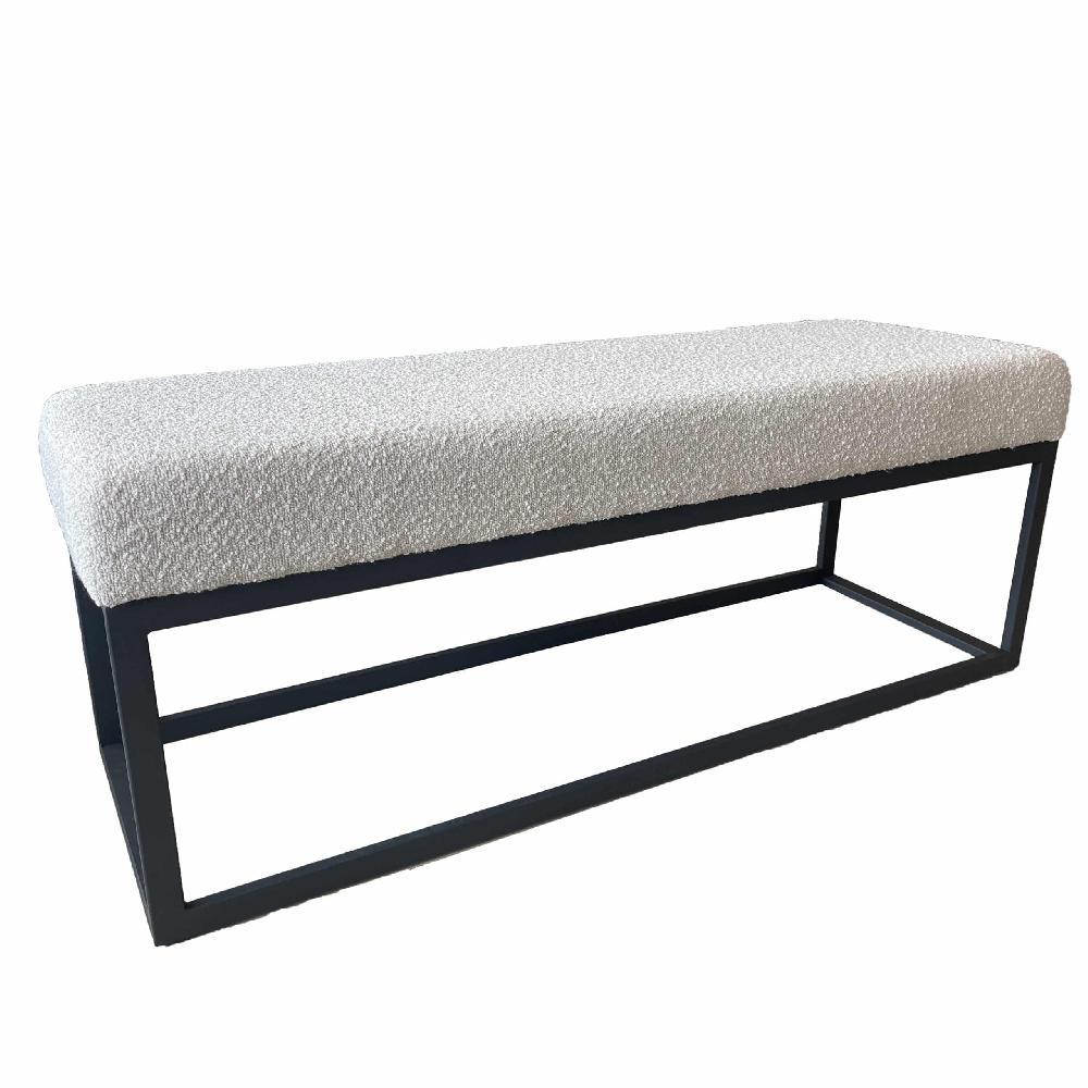 damiware Bankje velvet fluweel en Boucle 121cm Couchy – Bouclé Beige