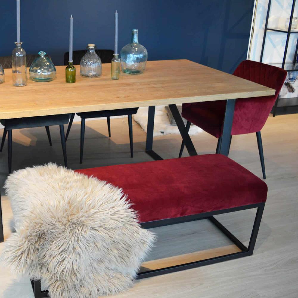 Damiware Bankje Velvet Fluweel En Boucle 121cm Couchy – Velvet Bordeauxrood