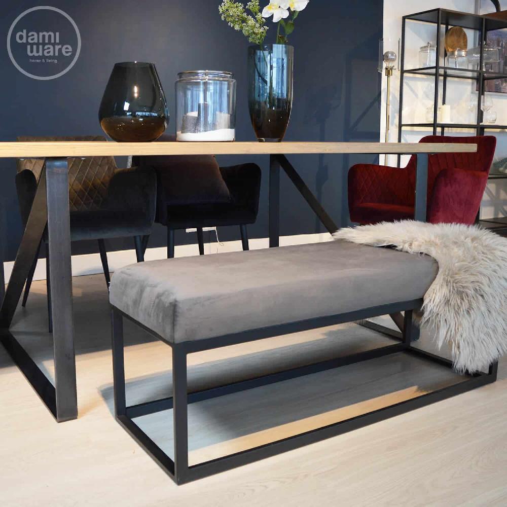 Damiware Bankje Velvet Fluweel En Boucle 121cm Couchy – Velvet Grijs