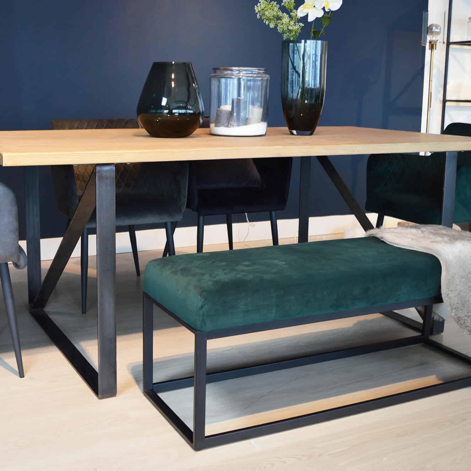 Damiware Bankje Velvet Fluweel En Boucle 121cm Couchy – Velvet Donkergroen