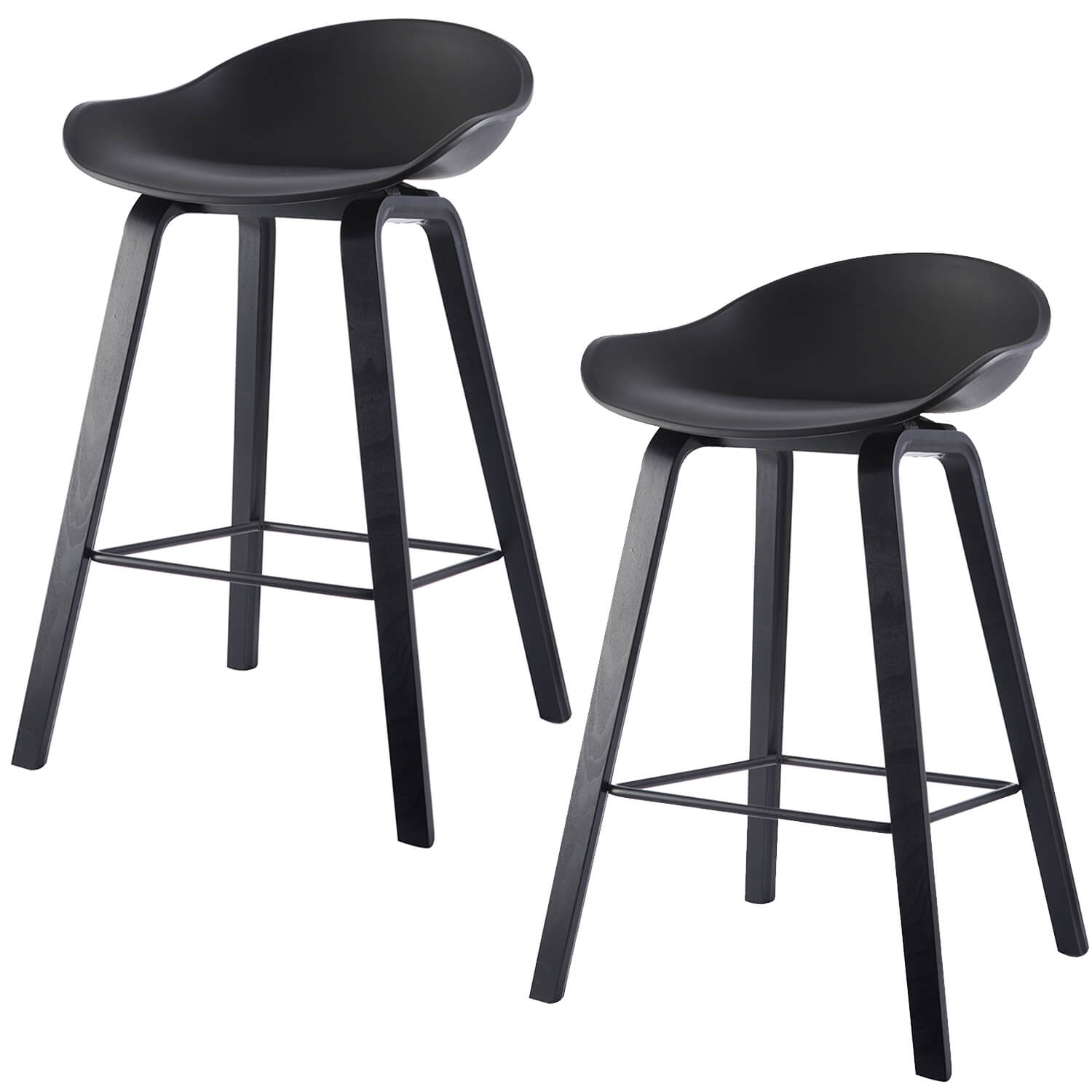 damiware Barkruk 73 cm Set van 2 Romeo – Volledig Zwart