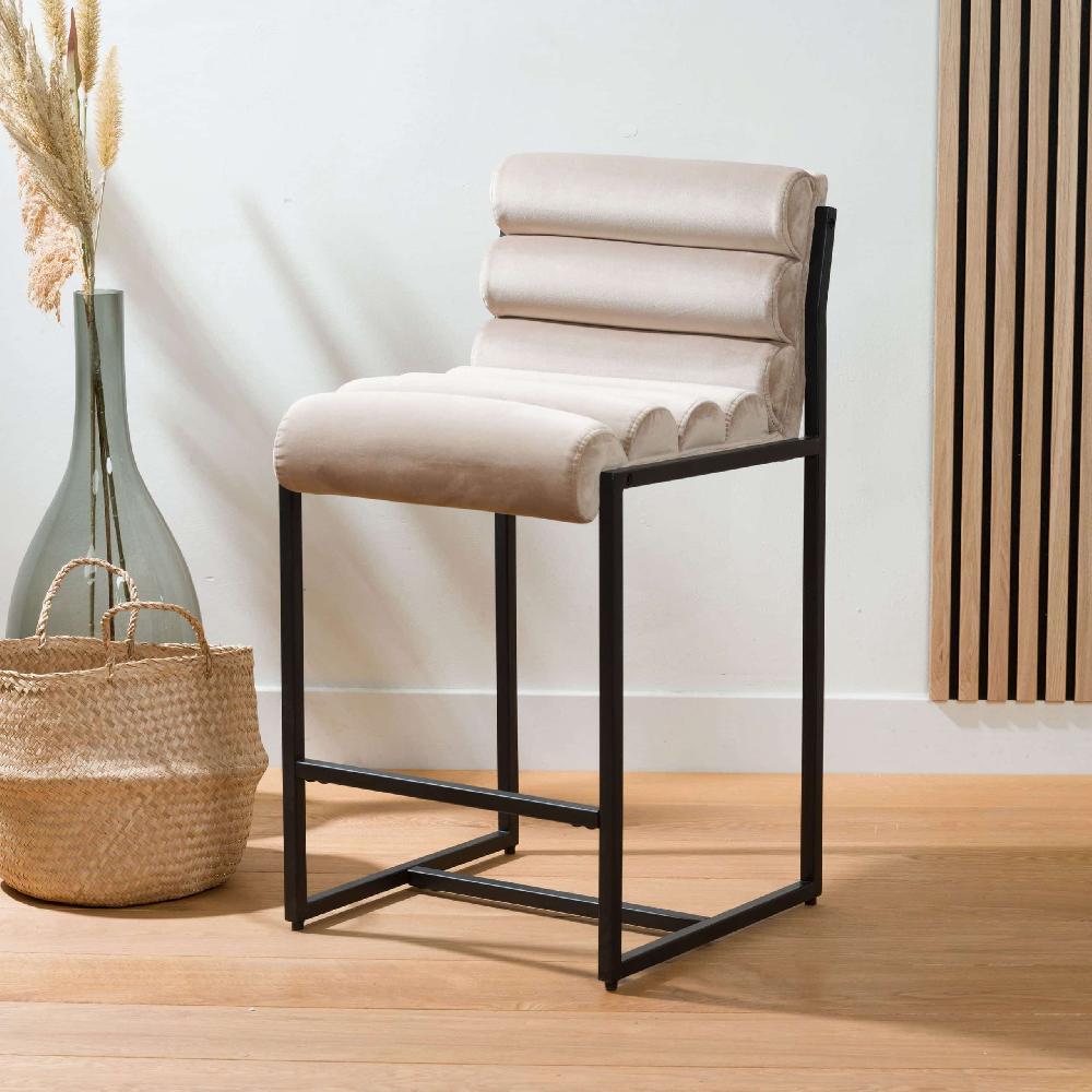 damiware Barkruk designkruk industrieel 75 cm velvet Tony – Velvet Taupe