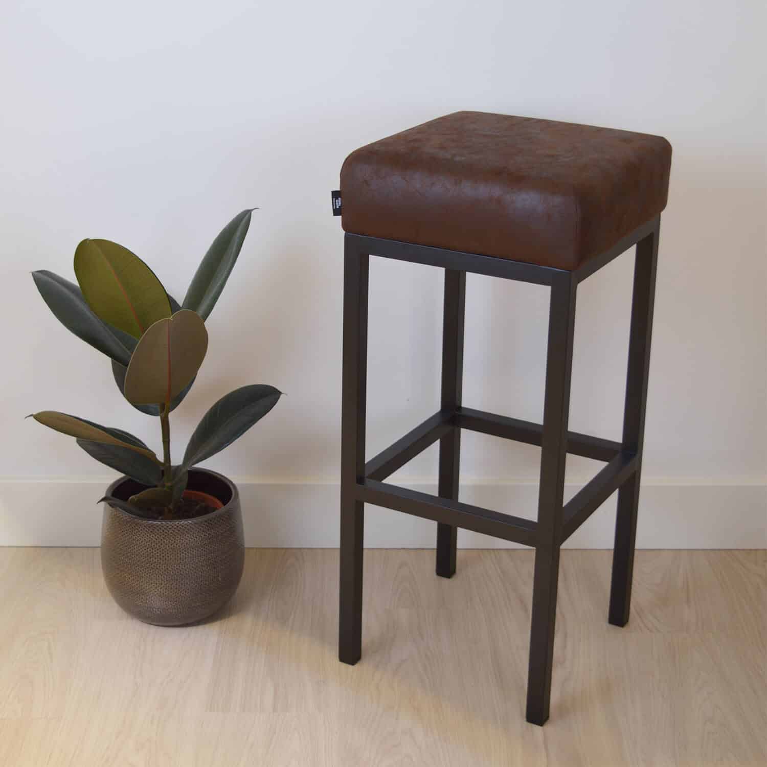 Damiware Barkruk Lederlook Kunstleer Bruce – Burgundy 75 CM