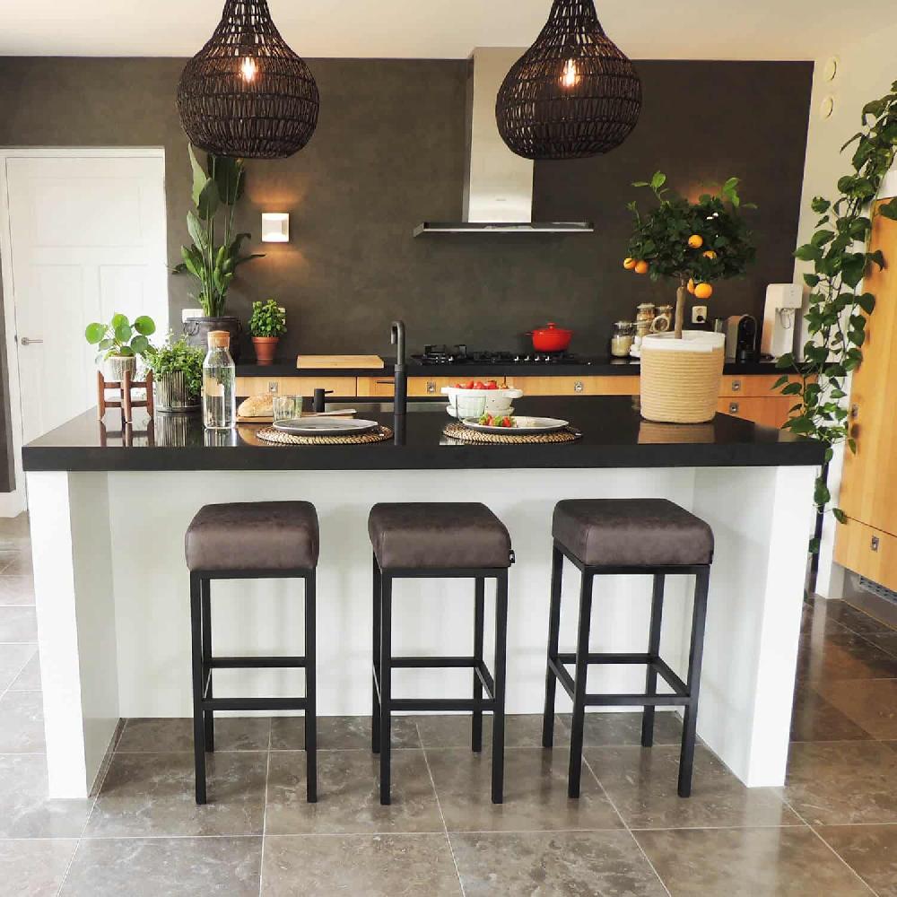 Damiware Barkruk Lederlook Kunstleer Bruce – Stone 75 CM