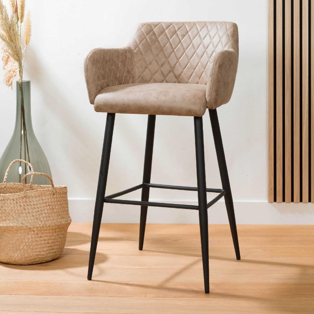 damiware Barkruk lederlook kunstleer metaal 75 cm Rose – Dessert