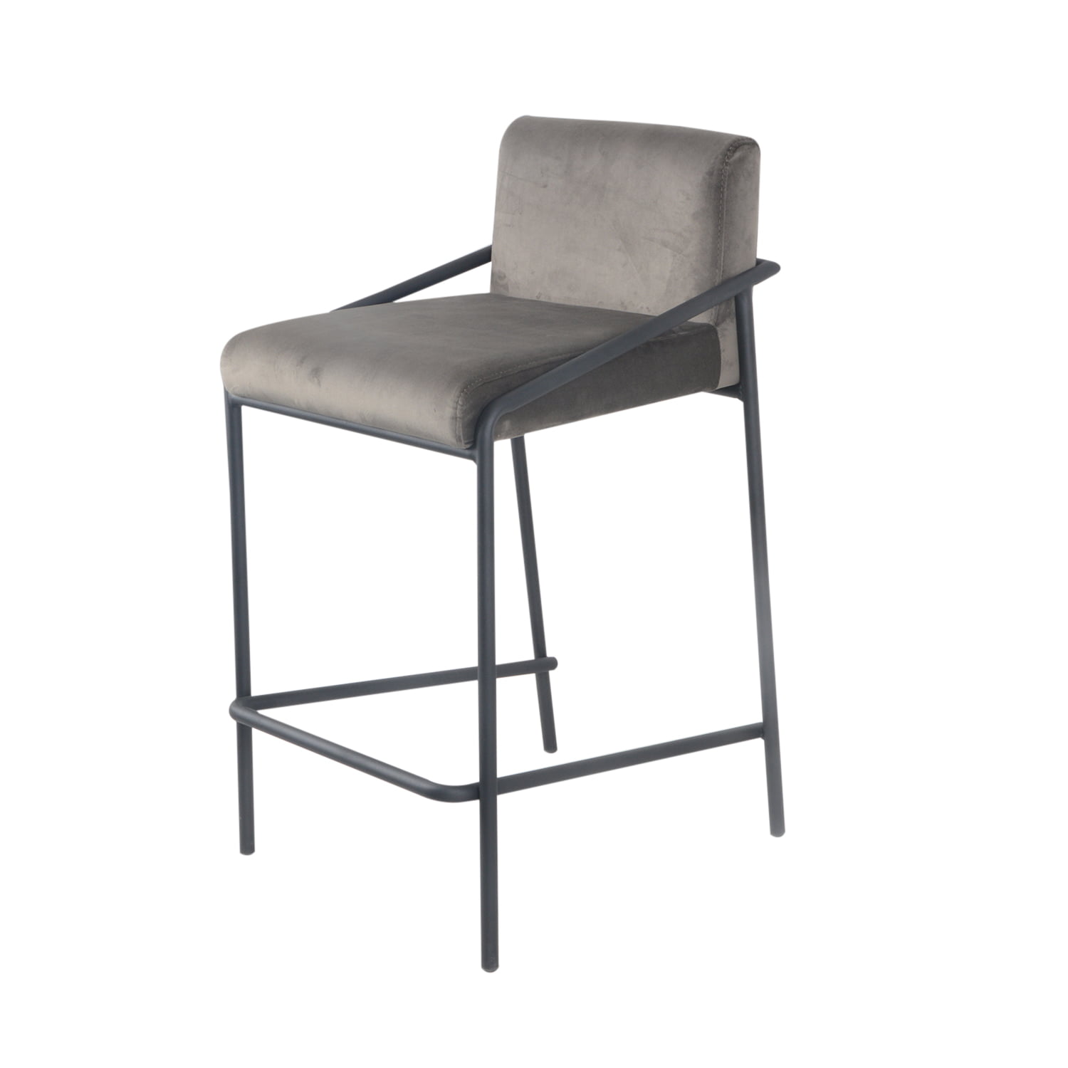 damiware Barkruk Velvet fluweel en Bouclé metaal 65 cm LEV – Velvet Grijs