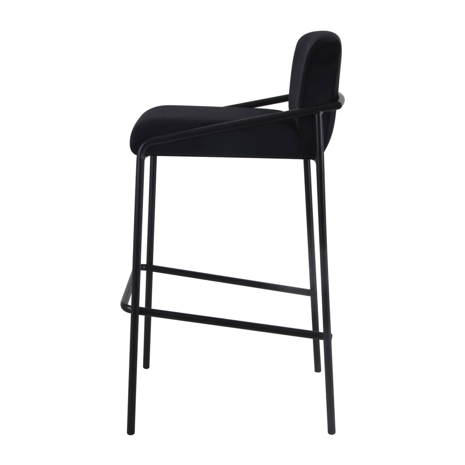 Damiware Barkruk Velvet Fluweel En Bouclé Metaal 65 Cm LEV – Velvet Zwart