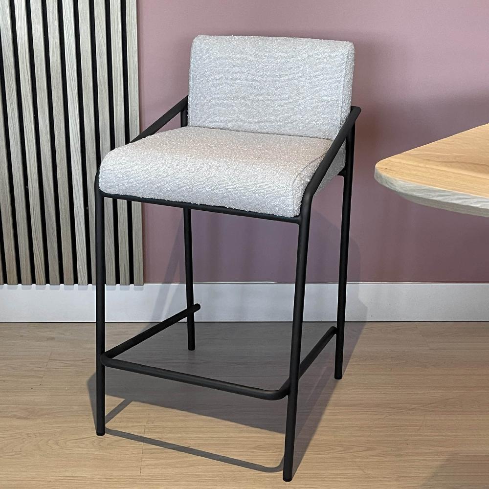 damiware Barkruk Velvet fluweel en Bouclé metaal 65 cm LEV – Bouclé Beige