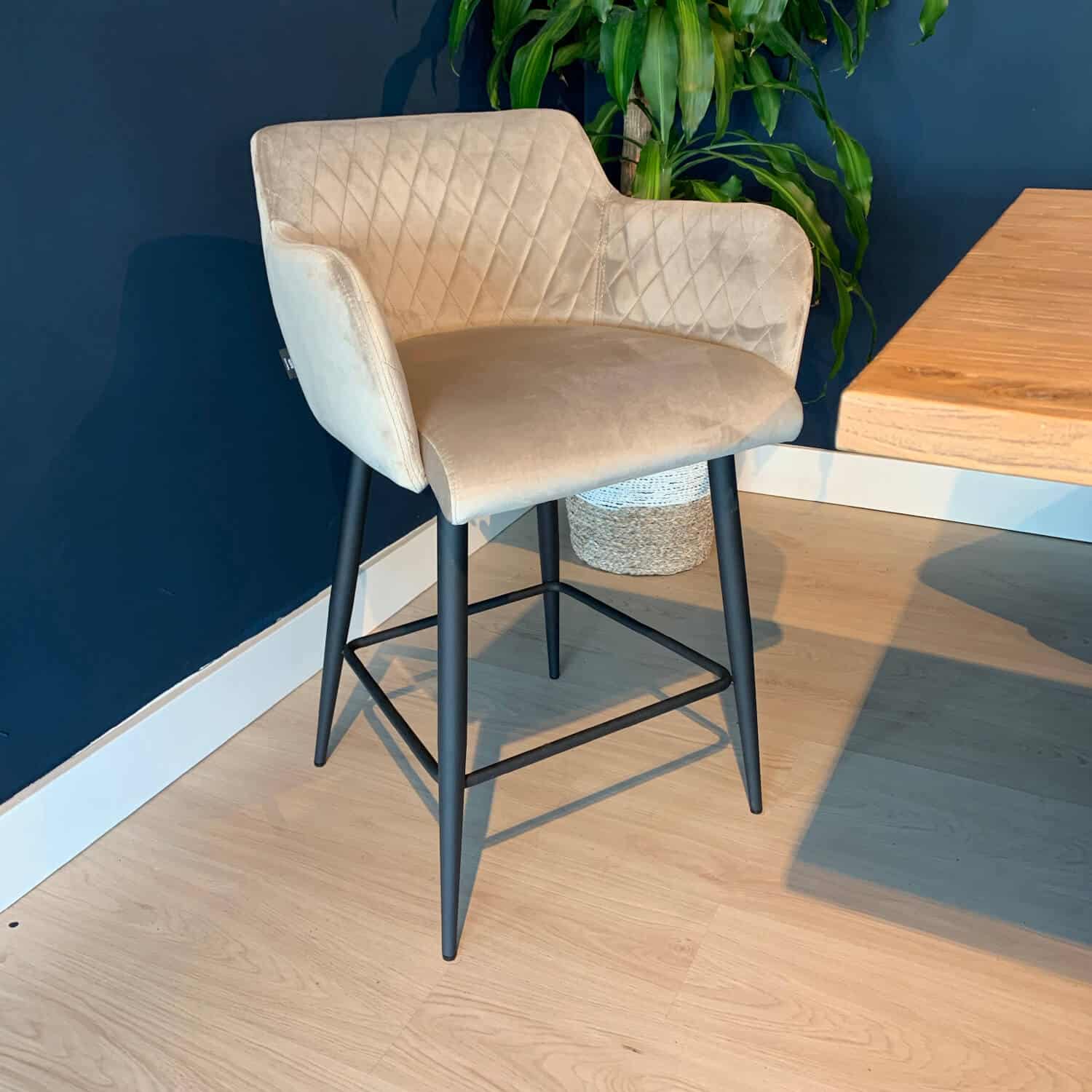 Damiware Barkruk Velvet Fluweel En Bouclé Metaal 65 Cm Rose – Velvet Taupe