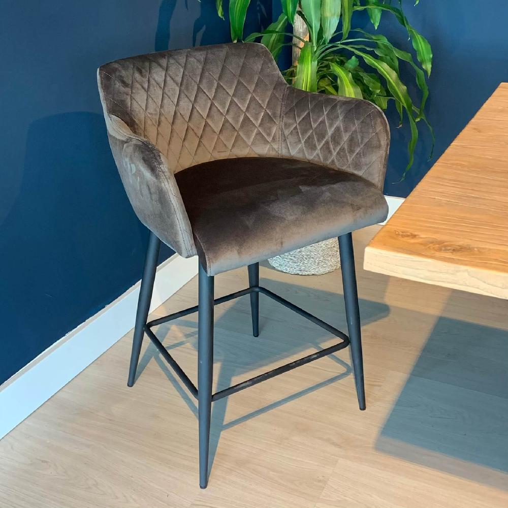 Damiware Barkruk Velvet Fluweel En Bouclé Metaal 65 Cm Rose – Velvet Grijs