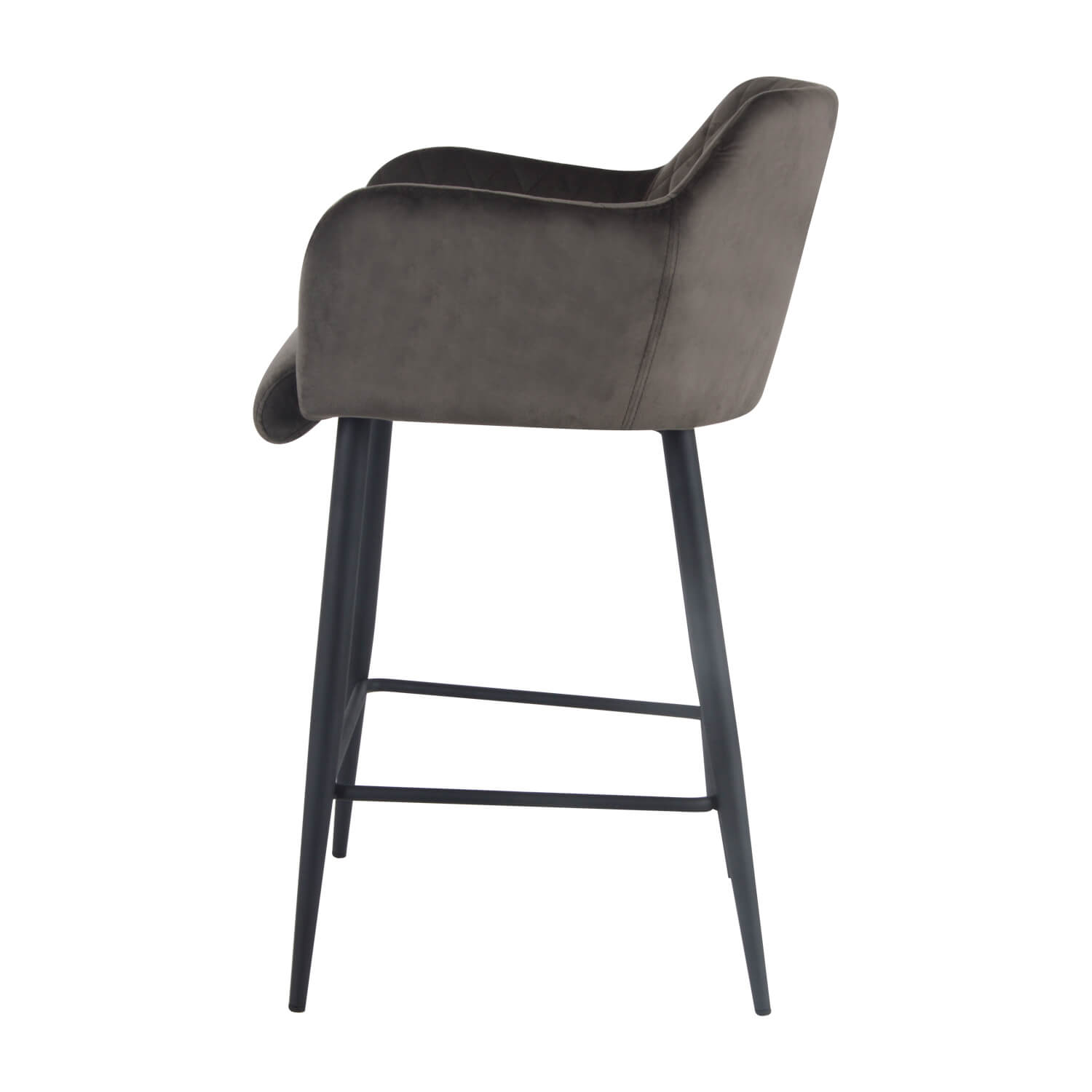 Damiware Barkruk Velvet Fluweel En Bouclé Metaal 65 Cm Rose – Velvet Grijs